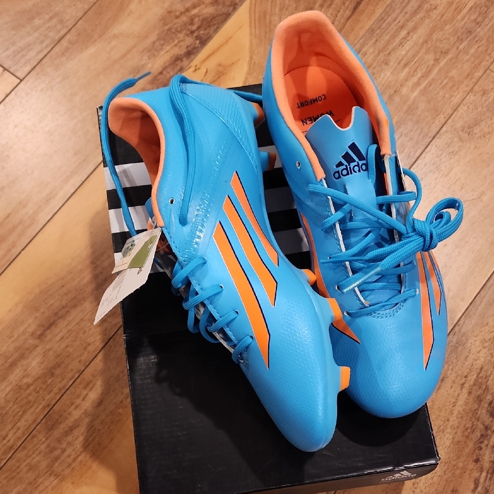 Adidas Women's F30 Trx FG W Vibrant Blue and Orange Cleats.